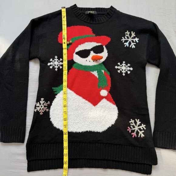 Forever 21 Snowman Ugly Christmas Sweater Black Women's SMALL - Picture 5 of 8
